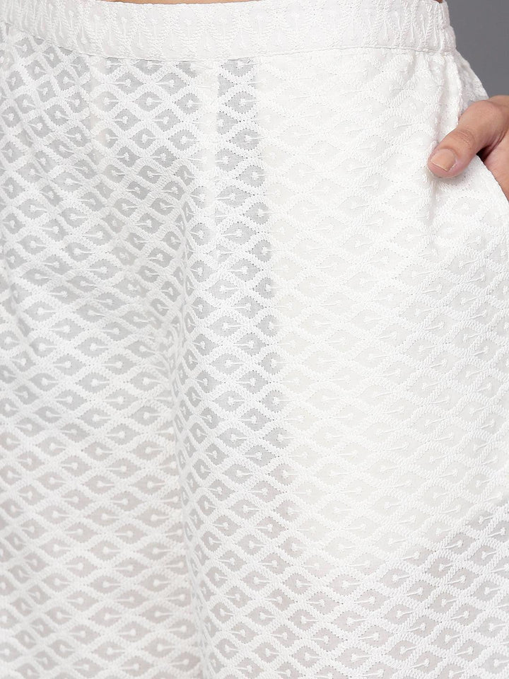 Yellow Schiffli Cotton Kurta Set