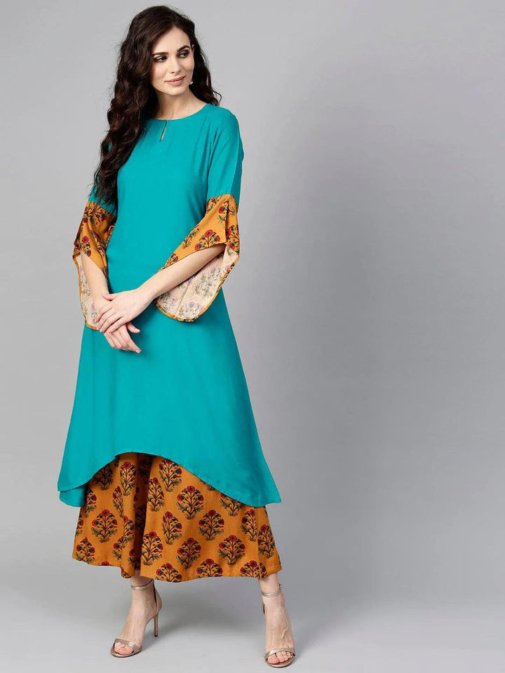 Green Solid Rayon Kurta Set