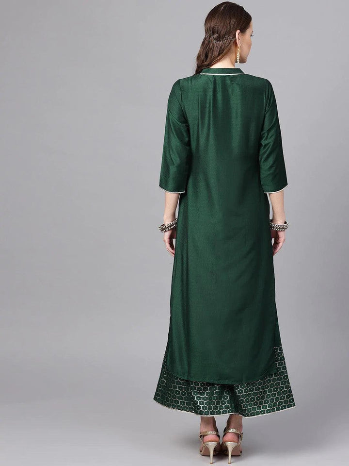 Green Solid Muslin Kurta Set