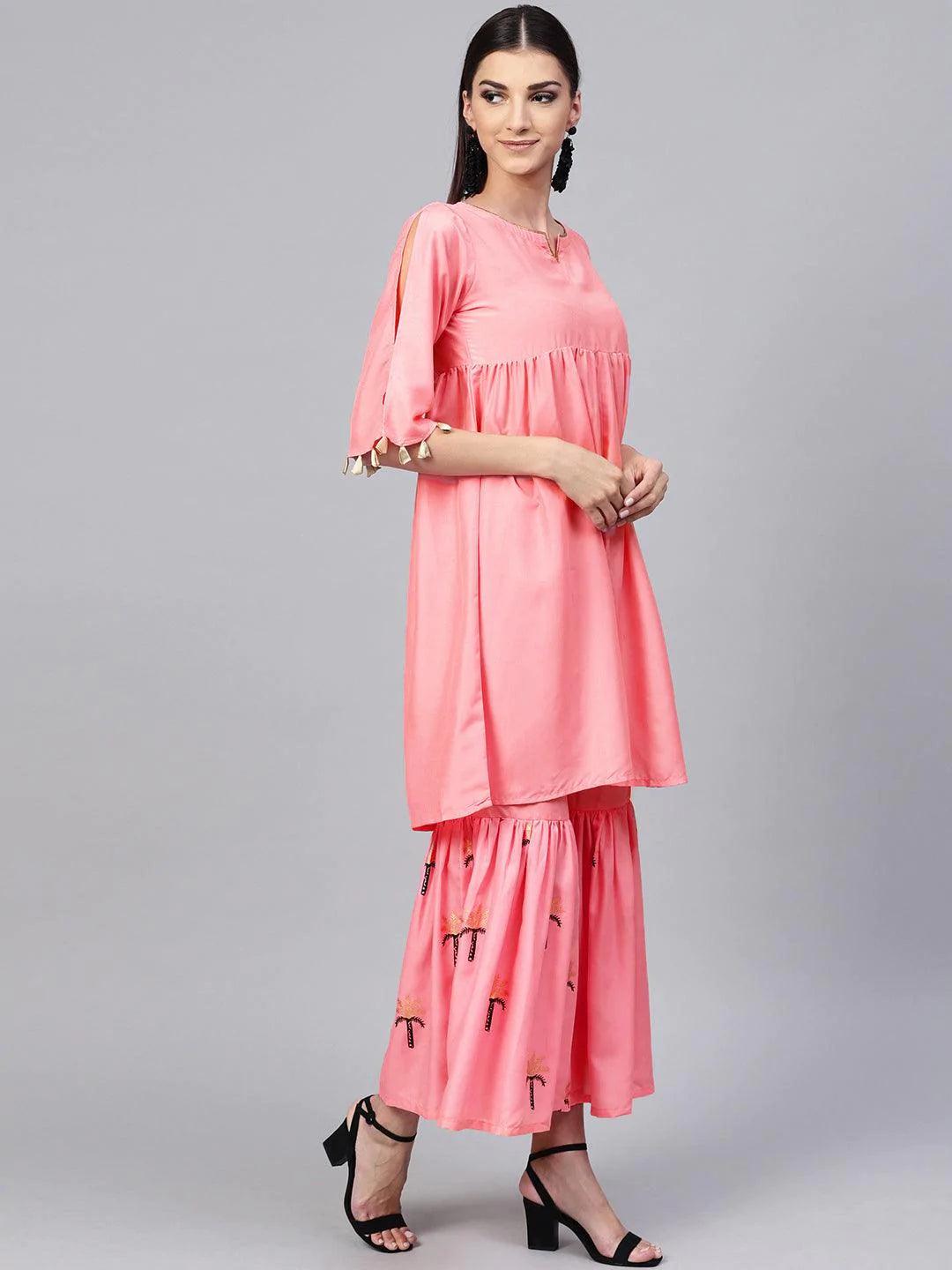 Pink Solid Muslin Suit Set - ShopLibas