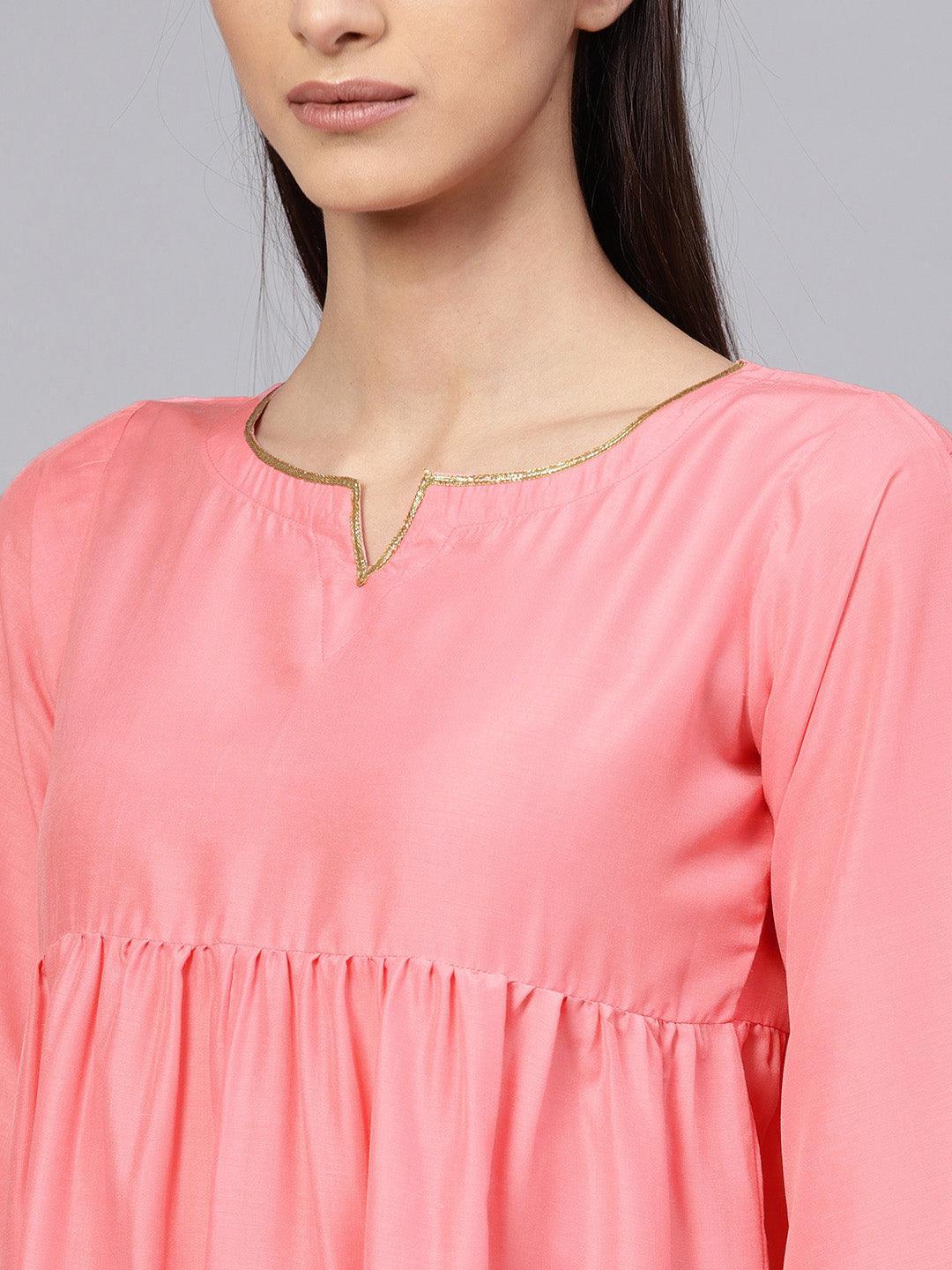 Pink Solid Muslin Suit Set - ShopLibas