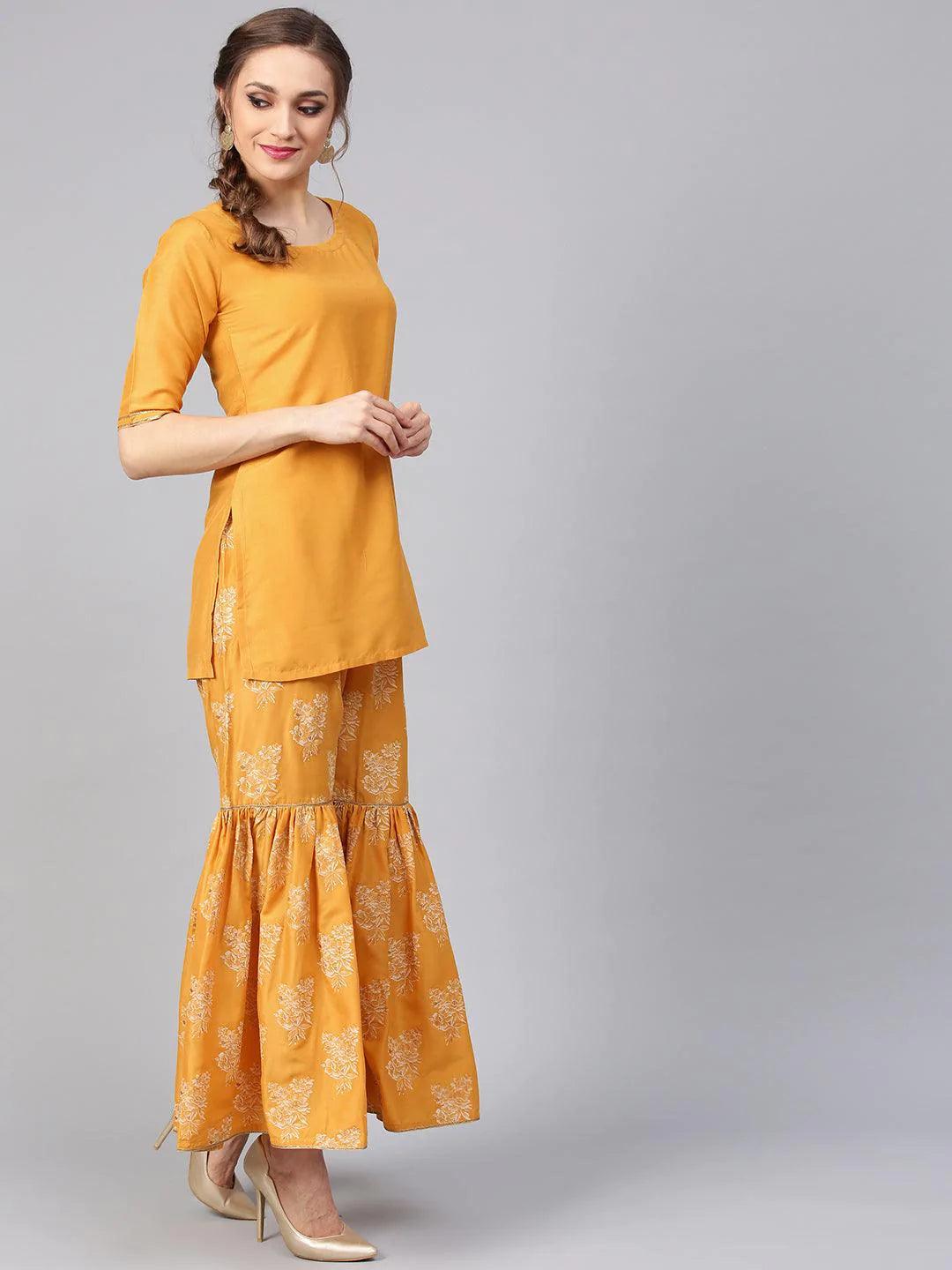 Yellow Solid Muslin Suit Set - ShopLibas
