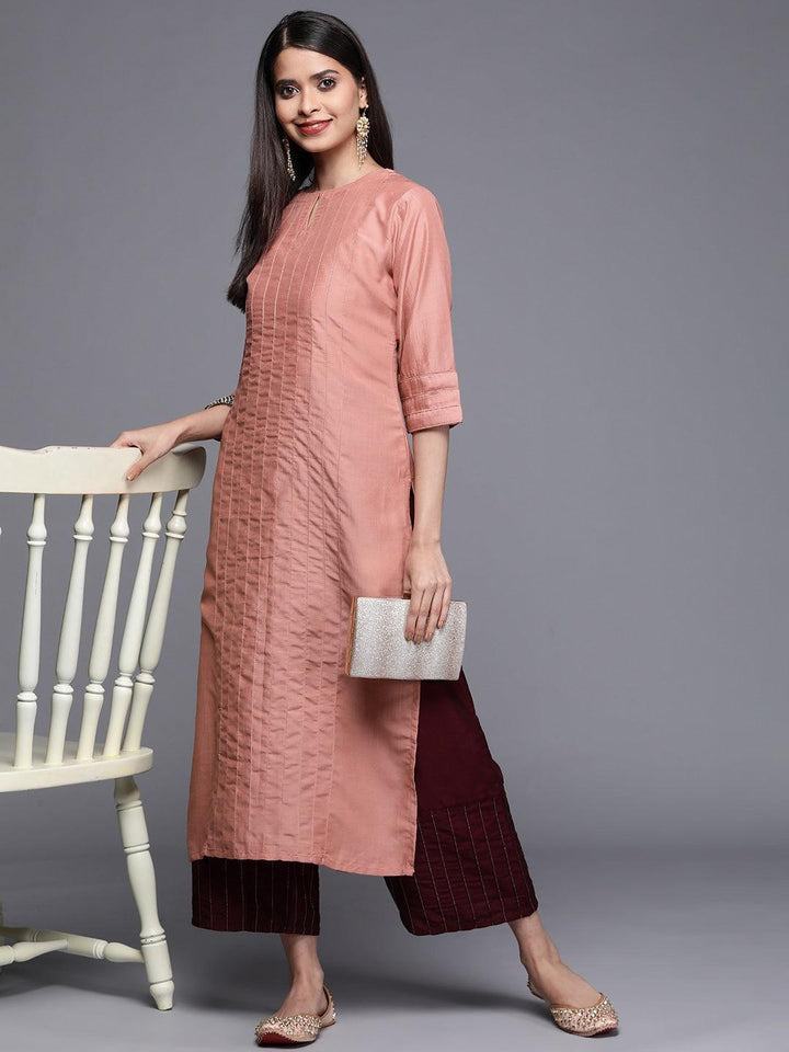 Pink Solid Chanderi Silk Kurta