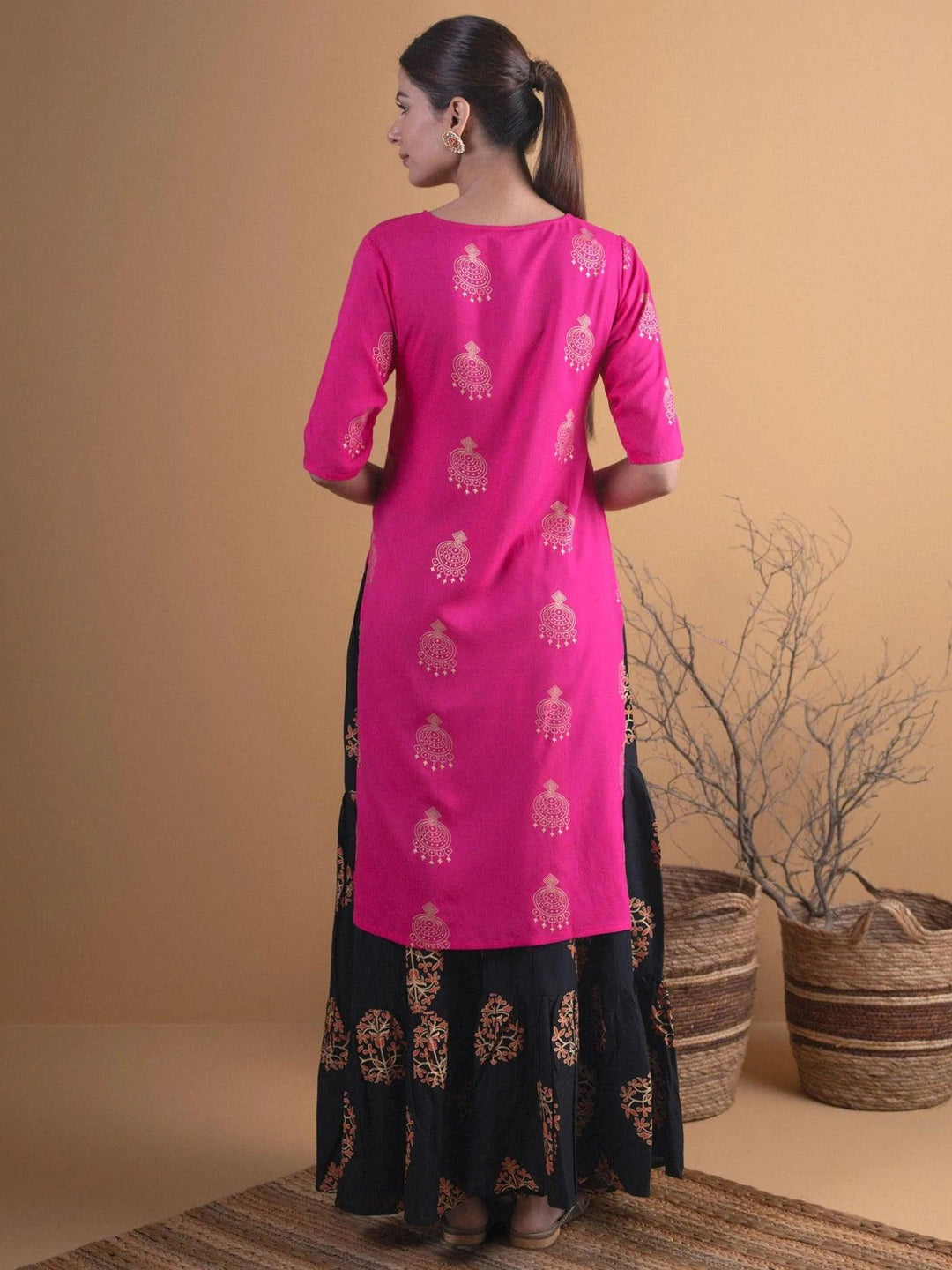 Pink Printed Rayon Kurta Set - ShopLibas