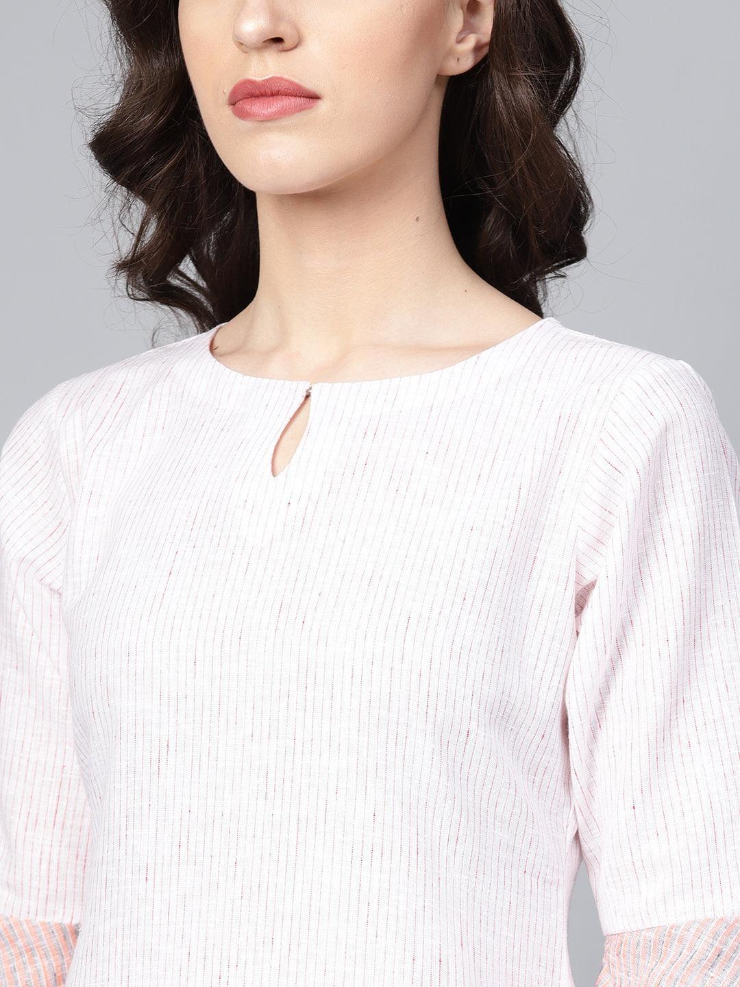 Pink Striped Cotton Kurta Set - ShopLibas