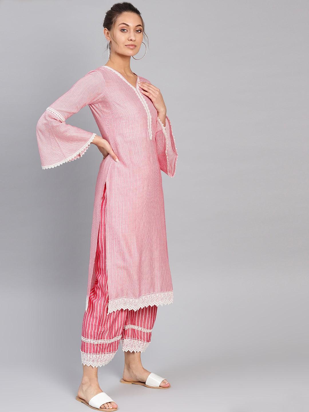 Purple Striped Cotton Kurta Set - ShopLibas