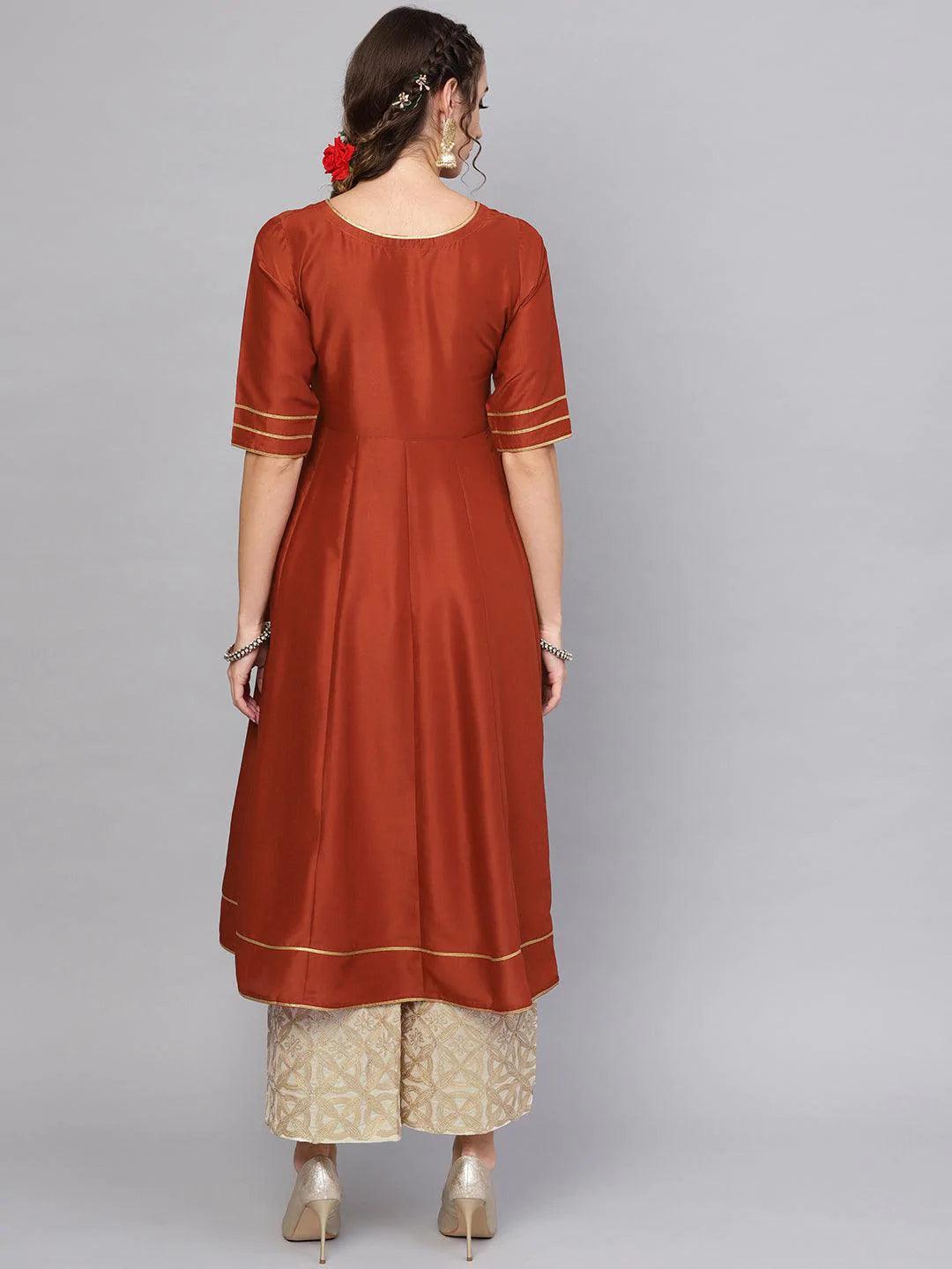 Brown Solid Muslin Kurta Set - ShopLibas