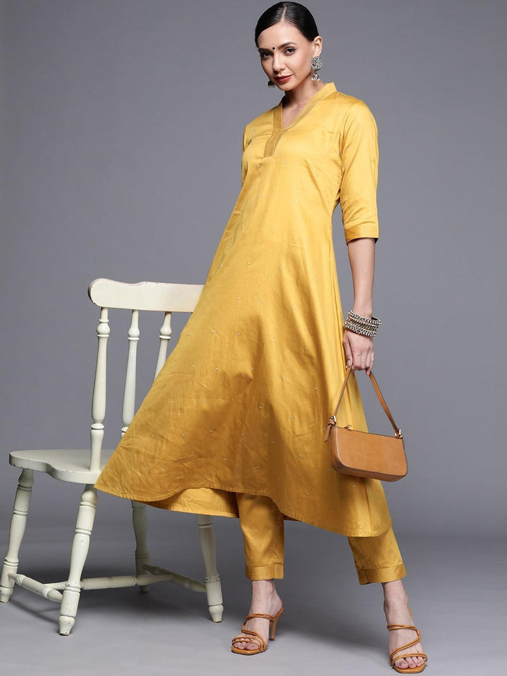 Mustard Woven Design Chanderi Silk Kurta