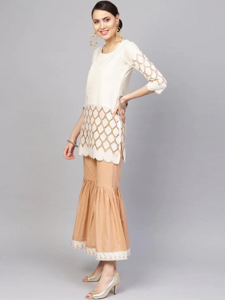 White Solid Cotton Kurta Set