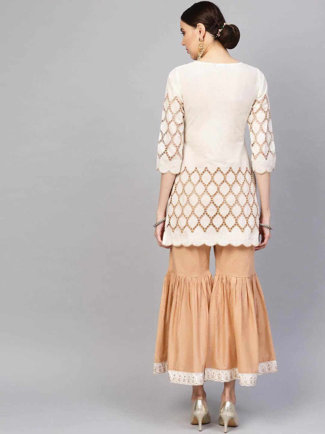 White Solid Cotton Kurta Set - ShopLibas