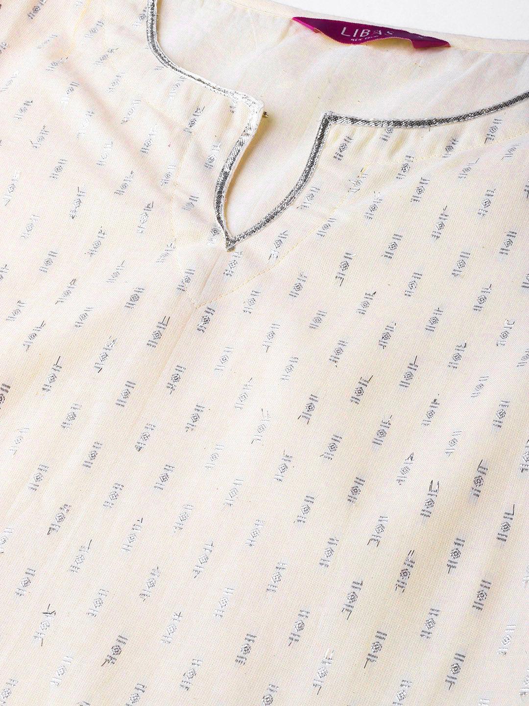 White Embroidered Cotton Kurta Set - ShopLibas