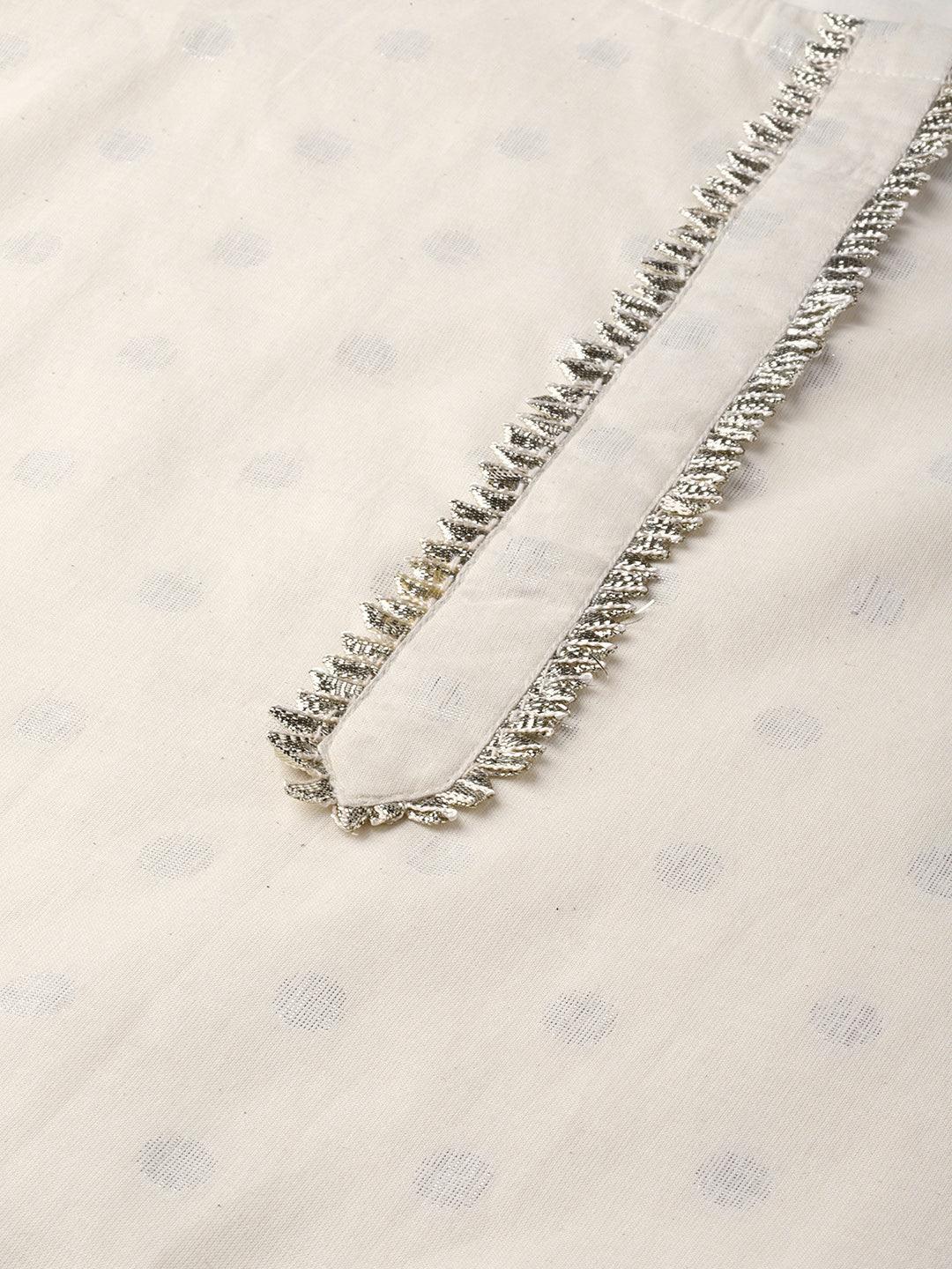 White Embroidered Cotton Kurta Set - ShopLibas