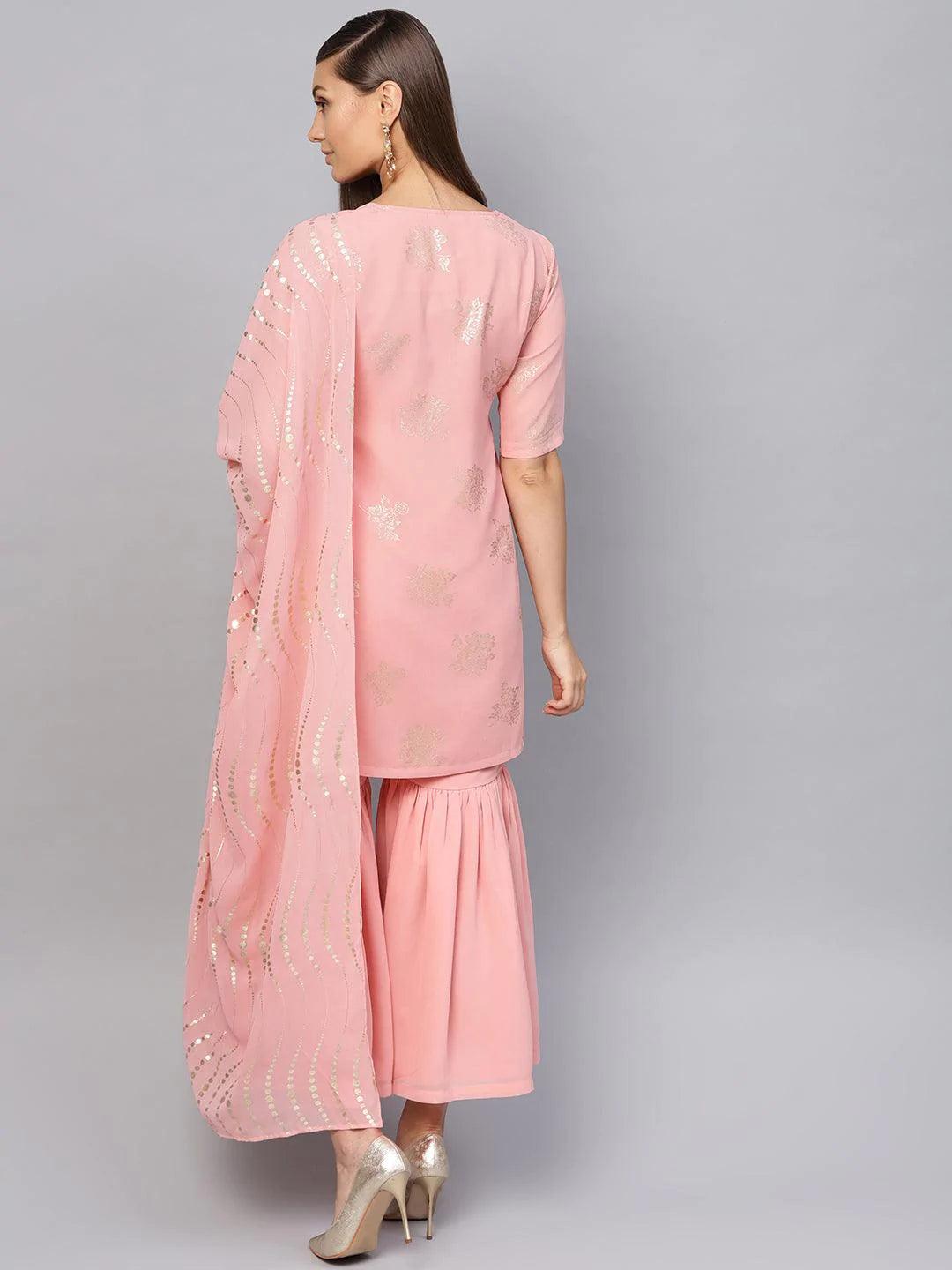 Pink Printed Georgette Suit Set - ShopLibas
