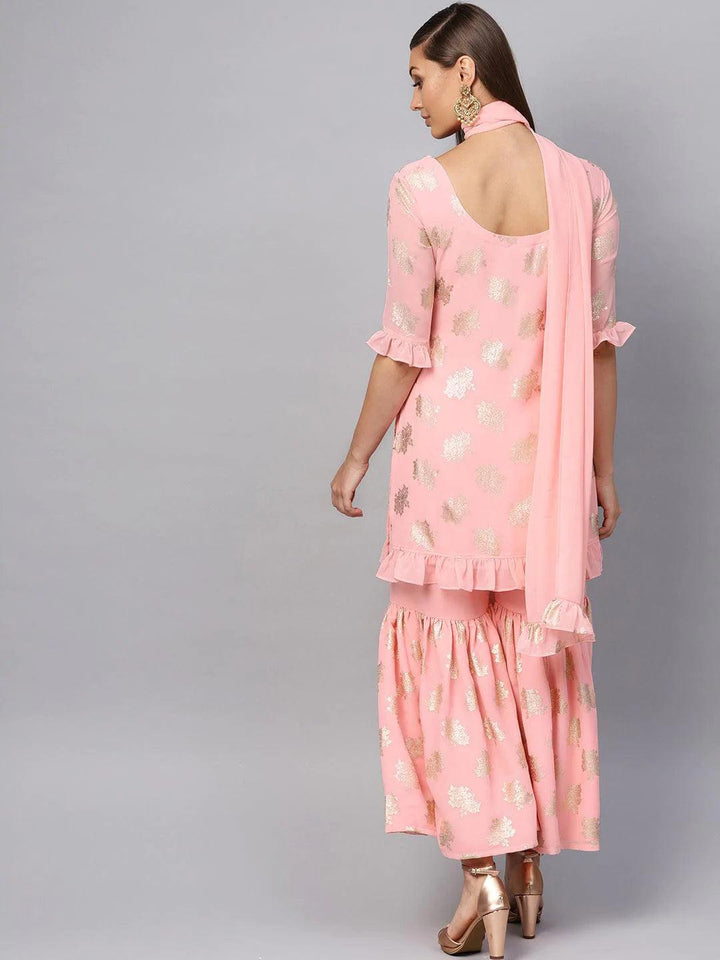 Pink Printed Georgette Suit Set