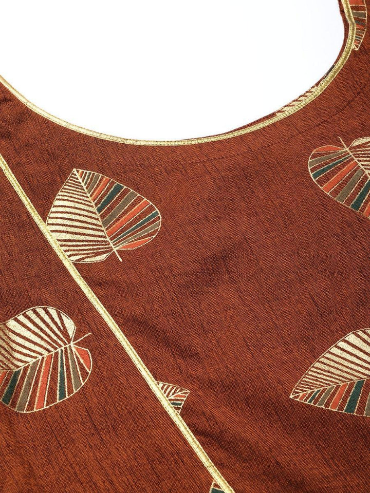 Brown Printed Rayon Kurta Set
