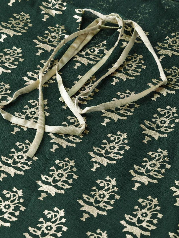 Green Printed Cotton Kurta Set