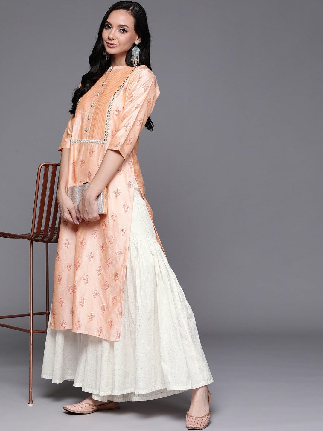 White Self Design Cotton Sharara Pants - ShopLibas