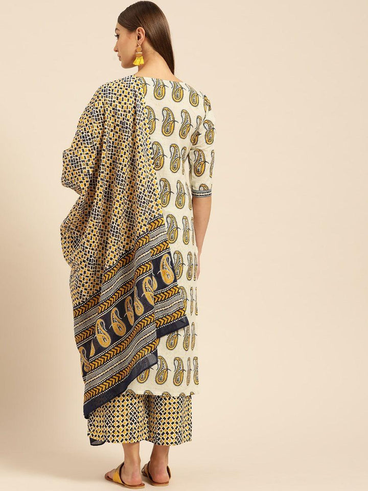 Off-White Printed Cotton Suit Set