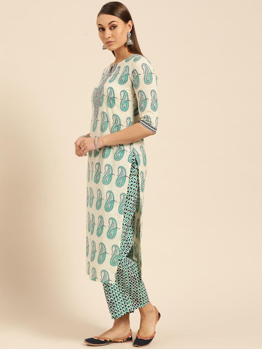 Off-White Printed Cotton Suit Set - ShopLibas