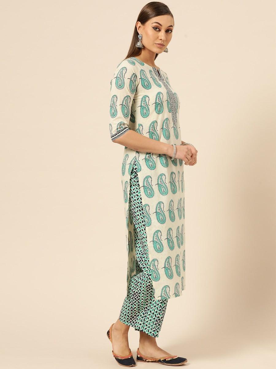 Off-White Printed Cotton Suit Set - ShopLibas