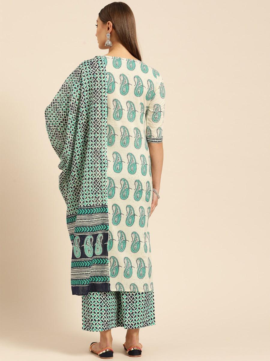 Off-White Printed Cotton Suit Set - ShopLibas