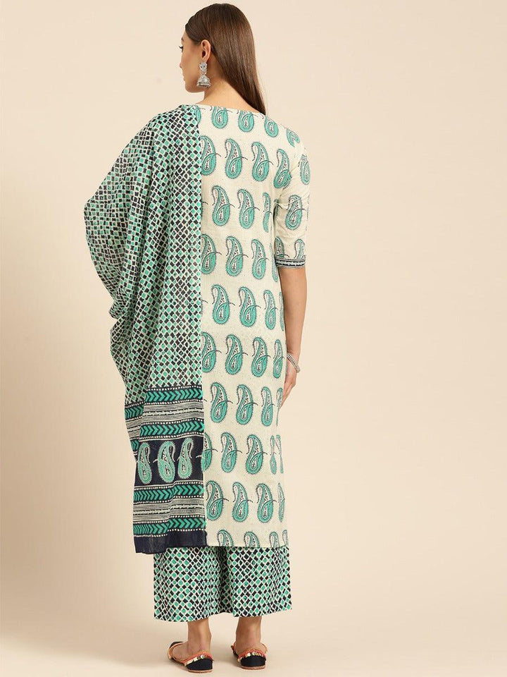 Off-White Printed Cotton Suit Set