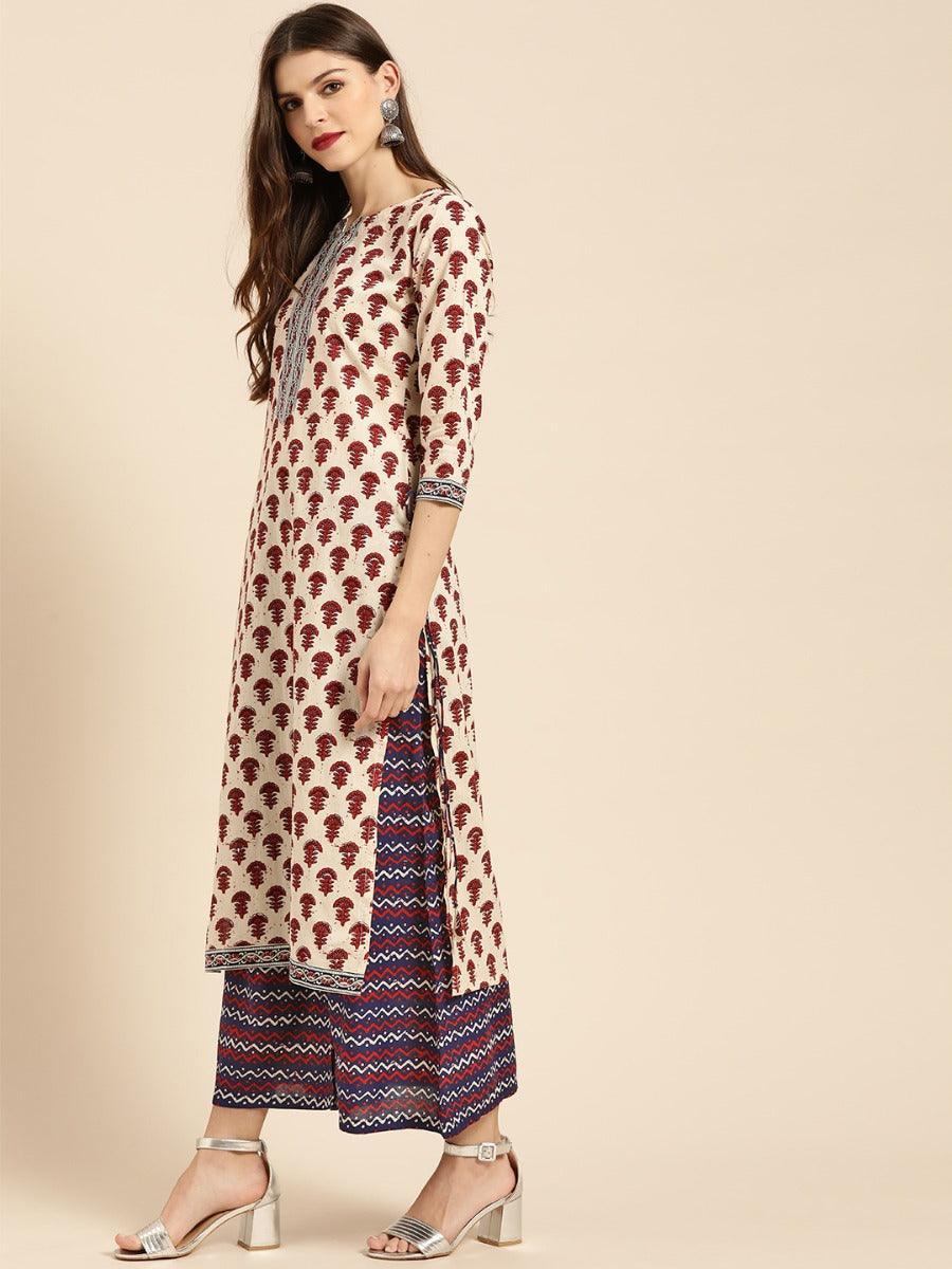 Off-White Printed Cotton Suit Set - ShopLibas