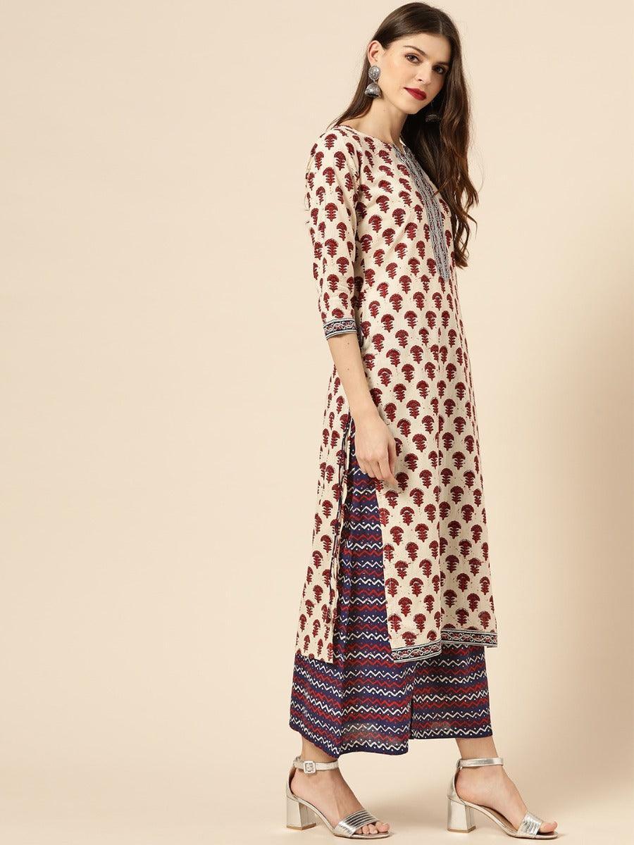 Off-White Printed Cotton Suit Set - ShopLibas