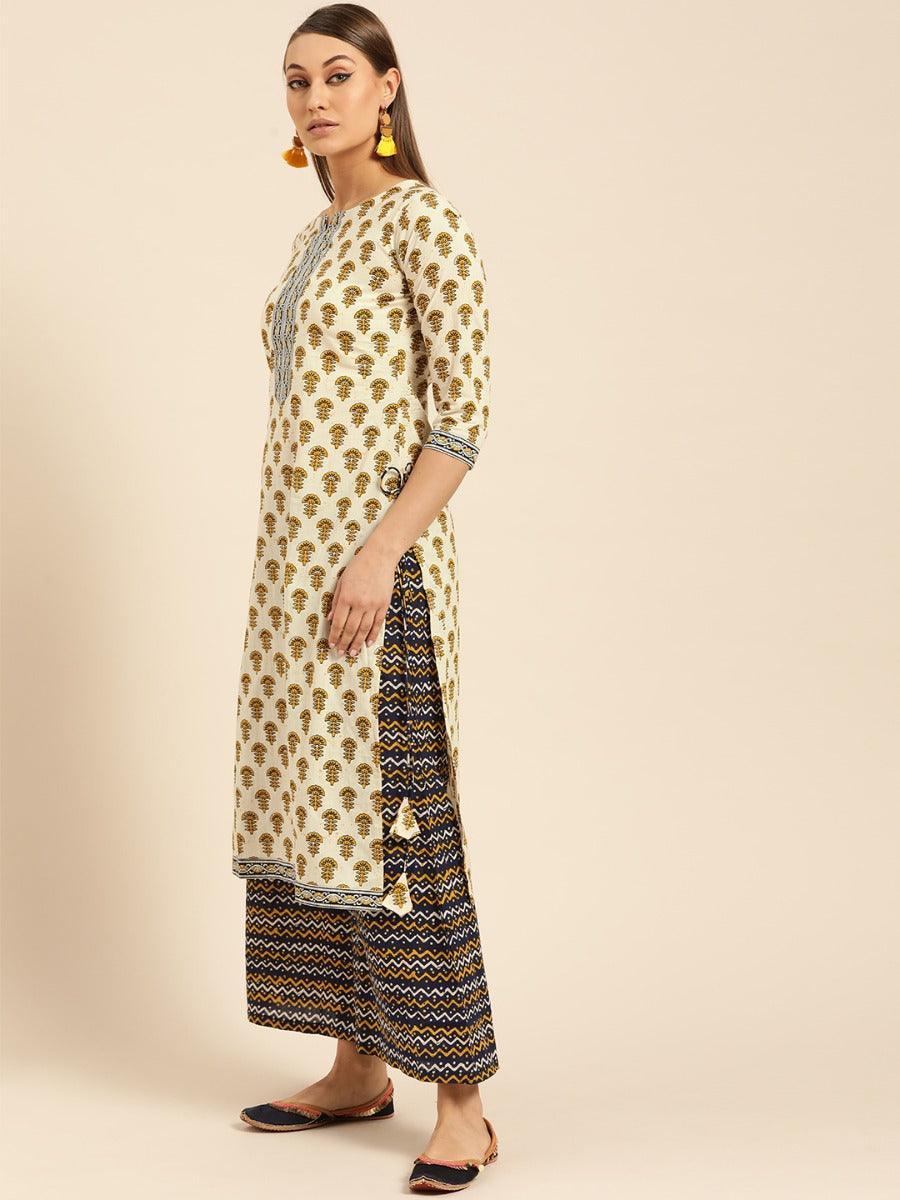 Off-White Printed Cotton Suit Set - ShopLibas