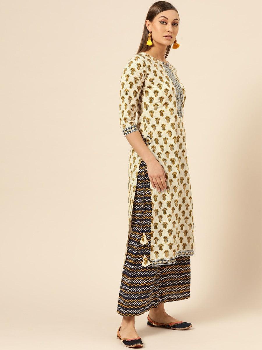 Off-White Printed Cotton Suit Set - ShopLibas