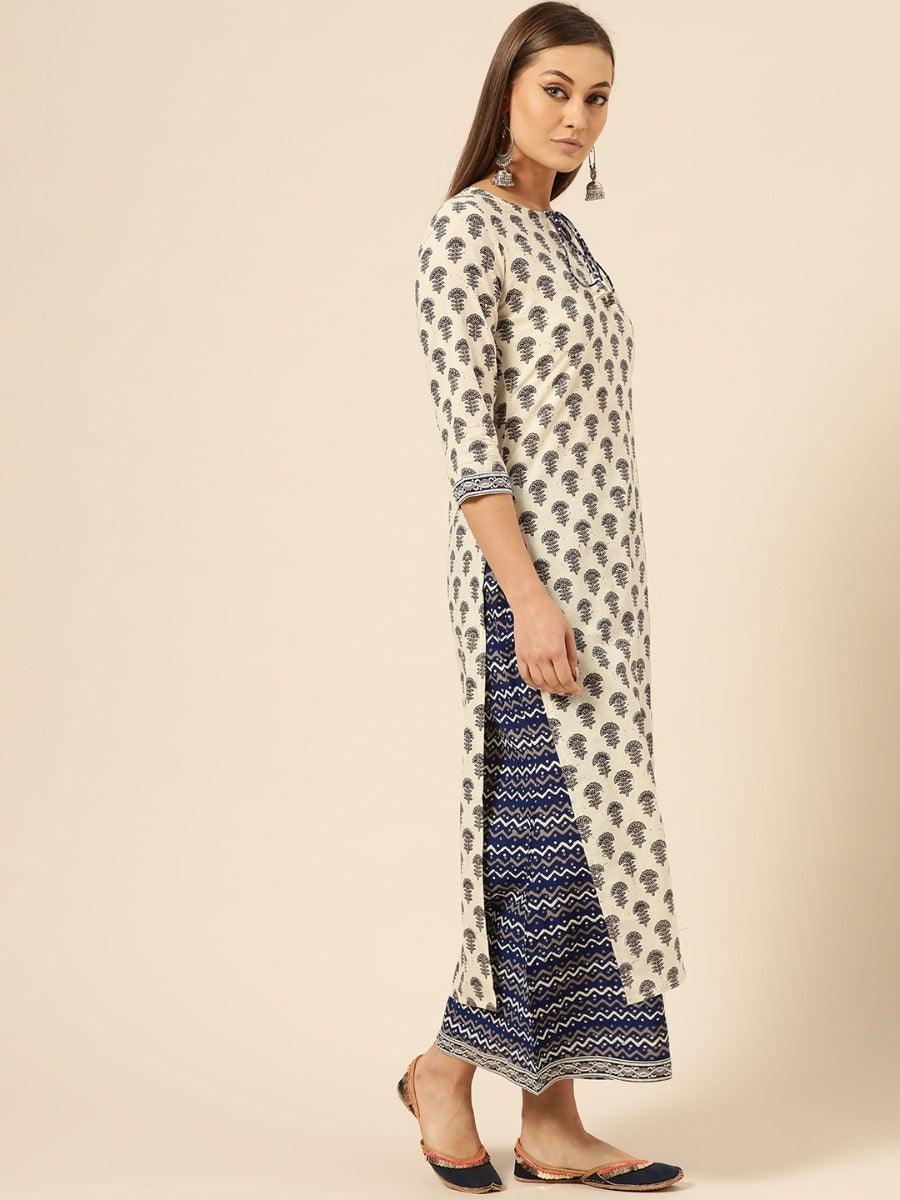 Off-White Printed Cotton Suit Set - ShopLibas