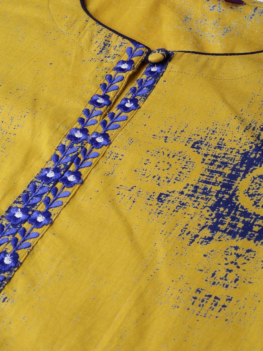 Mustard Printed Cotton Suit Set - ShopLibas