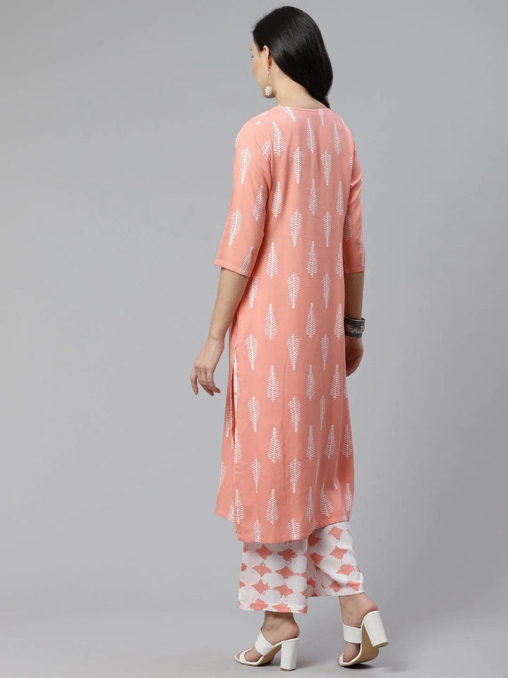 Pink Printed Rayon Kurta Set