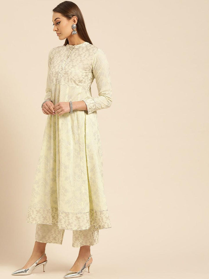 Yellow Printed Cotton Kurta Set