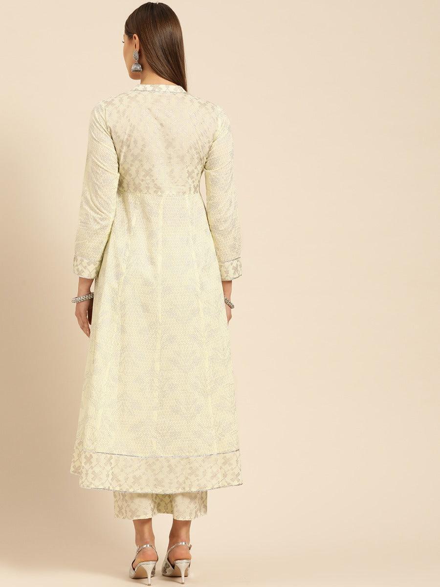 Yellow Printed Cotton Kurta Set - ShopLibas