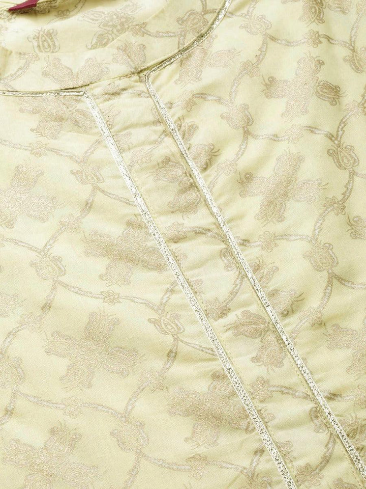 Yellow Printed Cotton Kurta Set