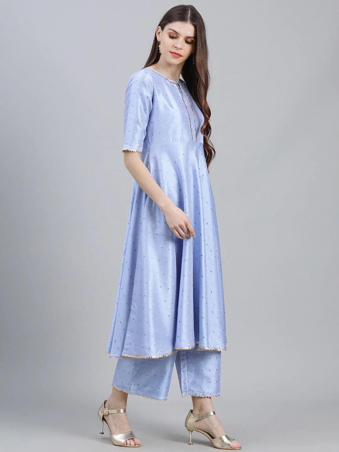Blue Zari Work Chanderi Suit Set - ShopLibas
