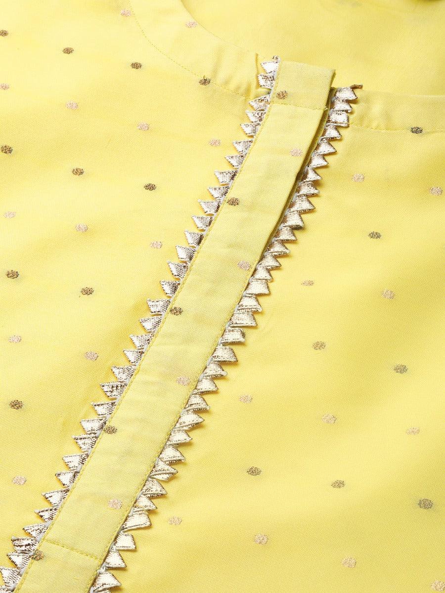 Yellow Self Design Chanderi Suit Set - ShopLibas