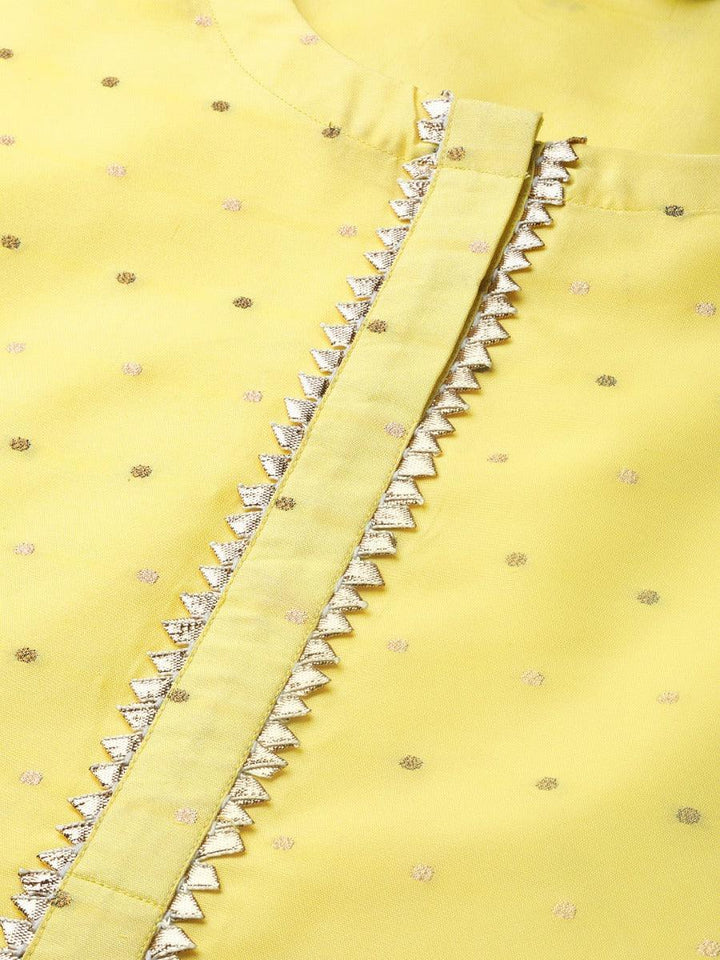 Yellow Self Design Chanderi Suit Set