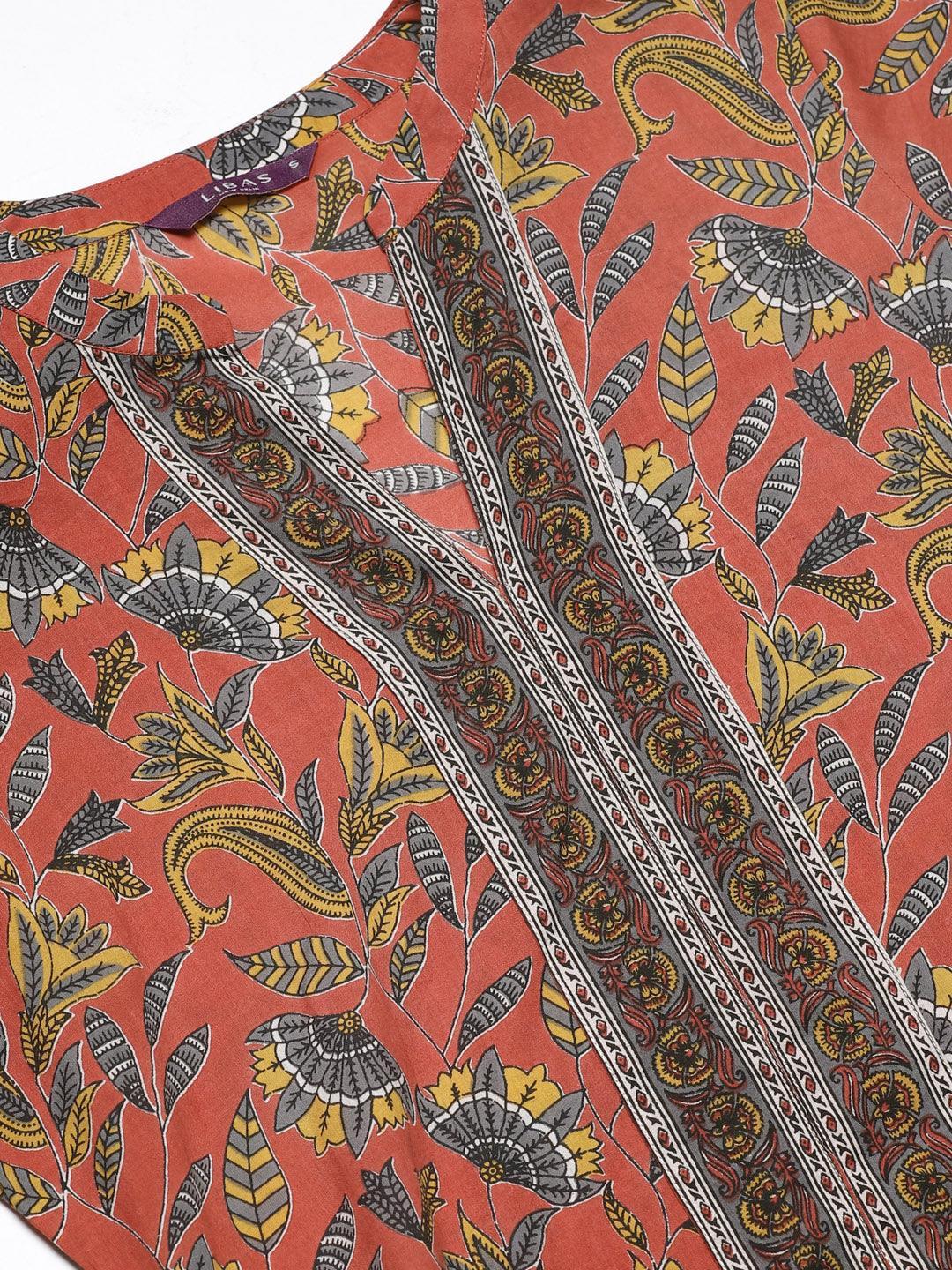 Rust Printed Cotton Suit Set - ShopLibas