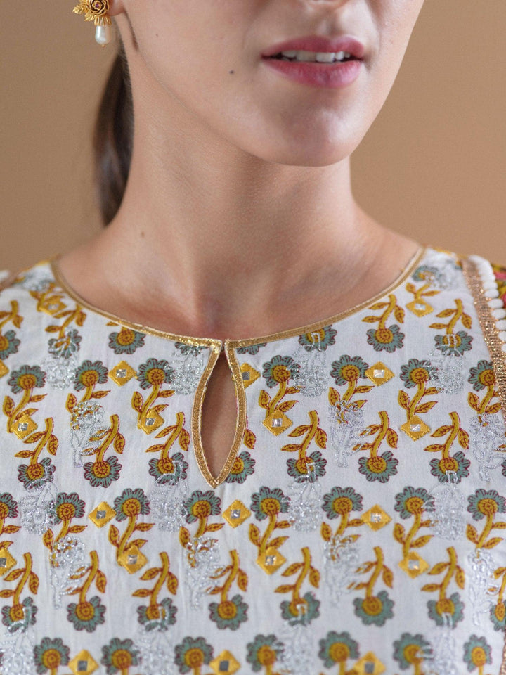 Olive Green Printed Cotton Suit Set With Mask