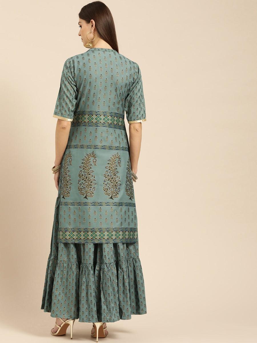 Grey Printed Cotton Kurta Set - ShopLibas