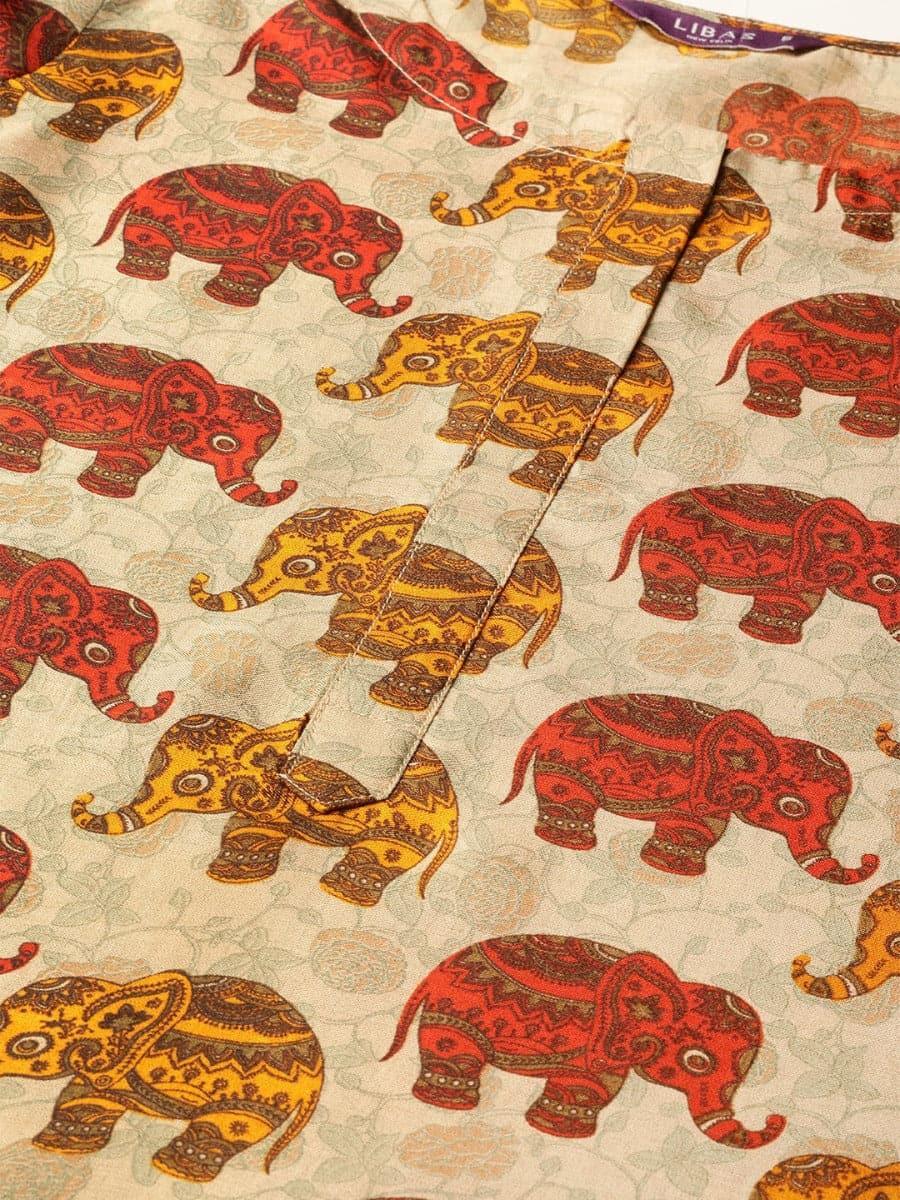 Beige Self Design Chanderi Suit Set - ShopLibas