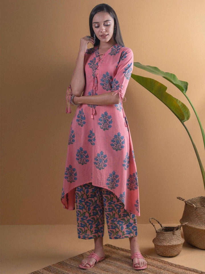 Coral Printed Cotton Kurta Set