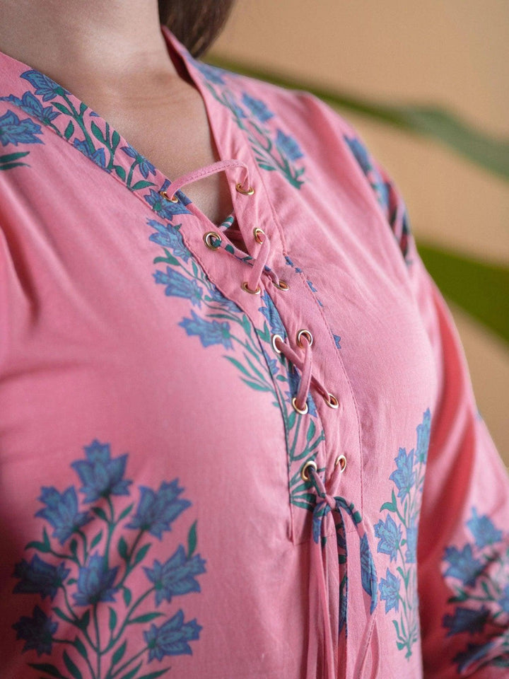 Coral Printed Cotton Kurta Set