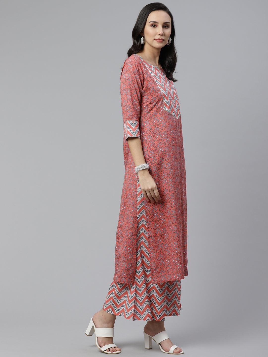Pink Printed Cotton Suit Set - ShopLibas