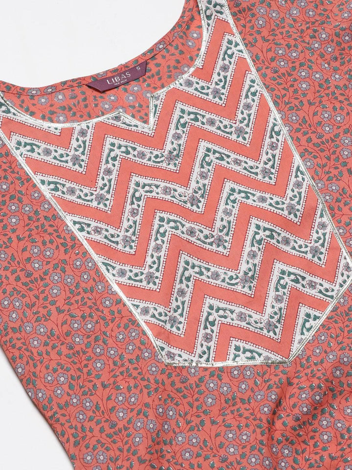 Pink Printed Cotton Suit Set