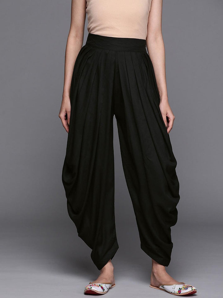 Black Solid Rayon Salwar Pants