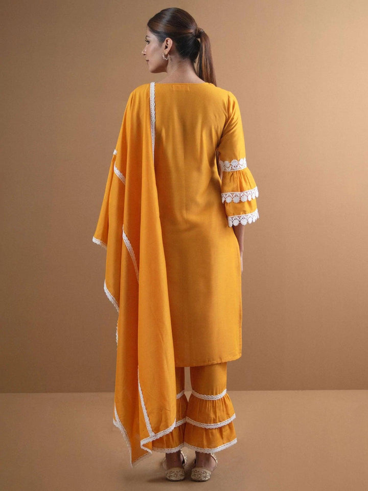 Yellow Embroidered Shantoon Suit Set