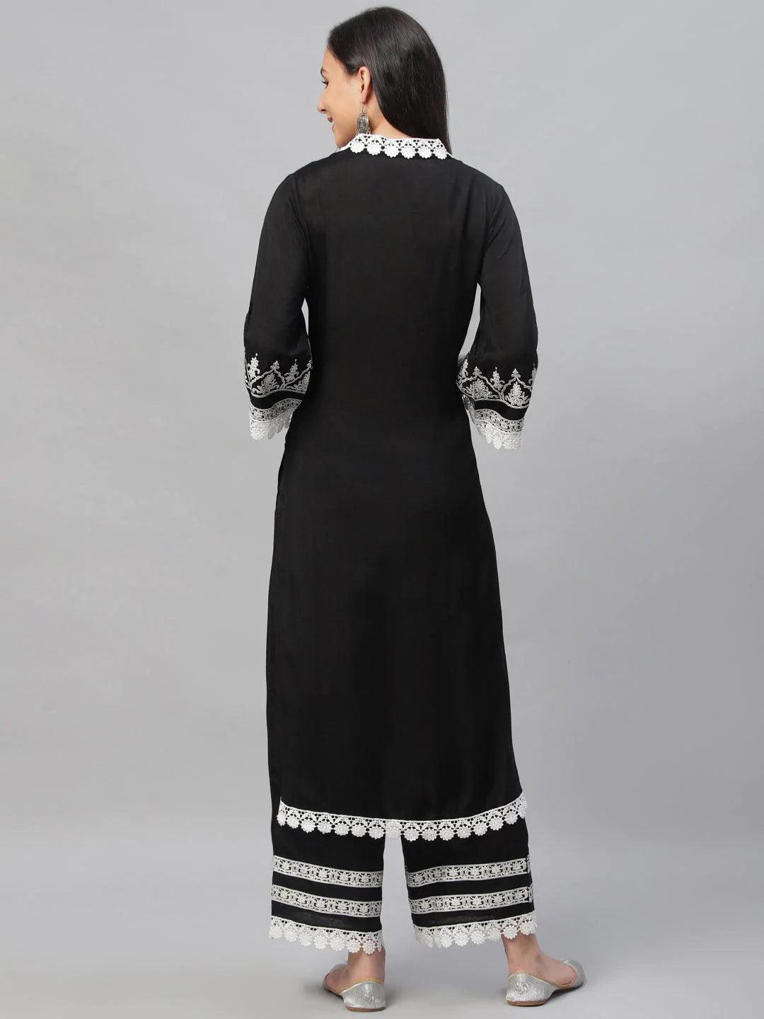 Black Printed Shantoon Kurta Set - ShopLibas